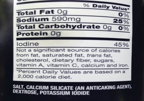 Image result for ingredients list of fortified salt