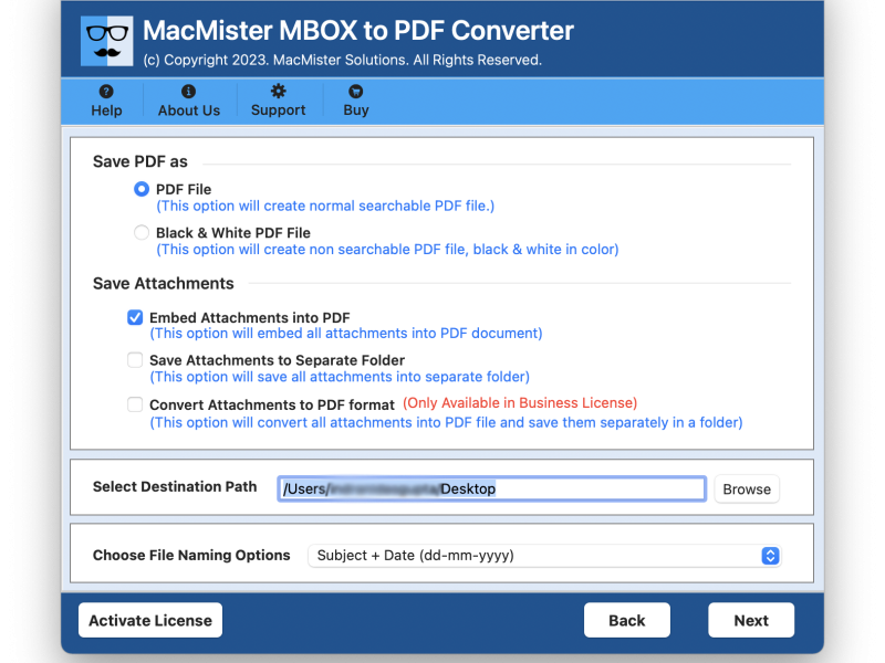 pdf options