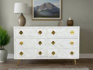 Decorate Your Home with Bone Inlay Chest of Drawer